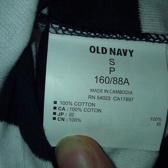 Old Navy white & Blue stripe 3/4 sleeve shirt S - Picture 3 of 7
